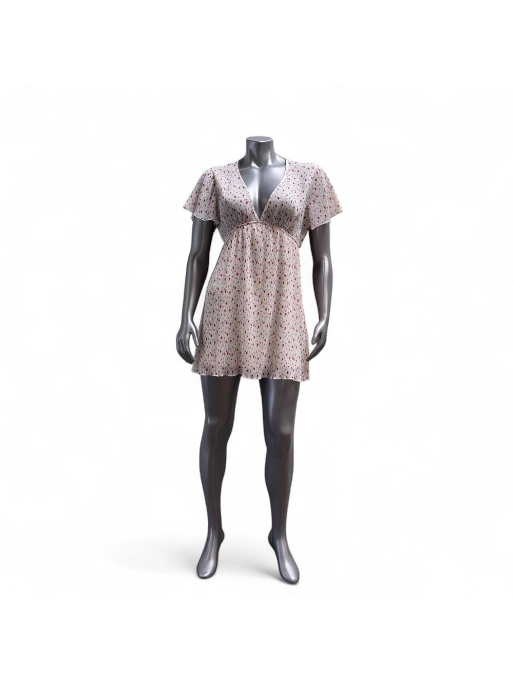 Forever 21 Women's Floral Mini Dress Size M Beige Red V-Neck